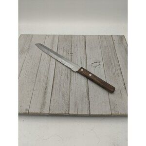 Vintage Barretts 12 1/4" Slicing Carving Knife Wood Handle 7 3/4" Blade